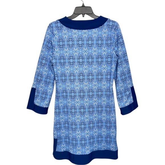 Cabana Life Moroccan Tile Tunic Dress in BlueSwim Cover-Upin Blue Size M - Picture 4 of 12
